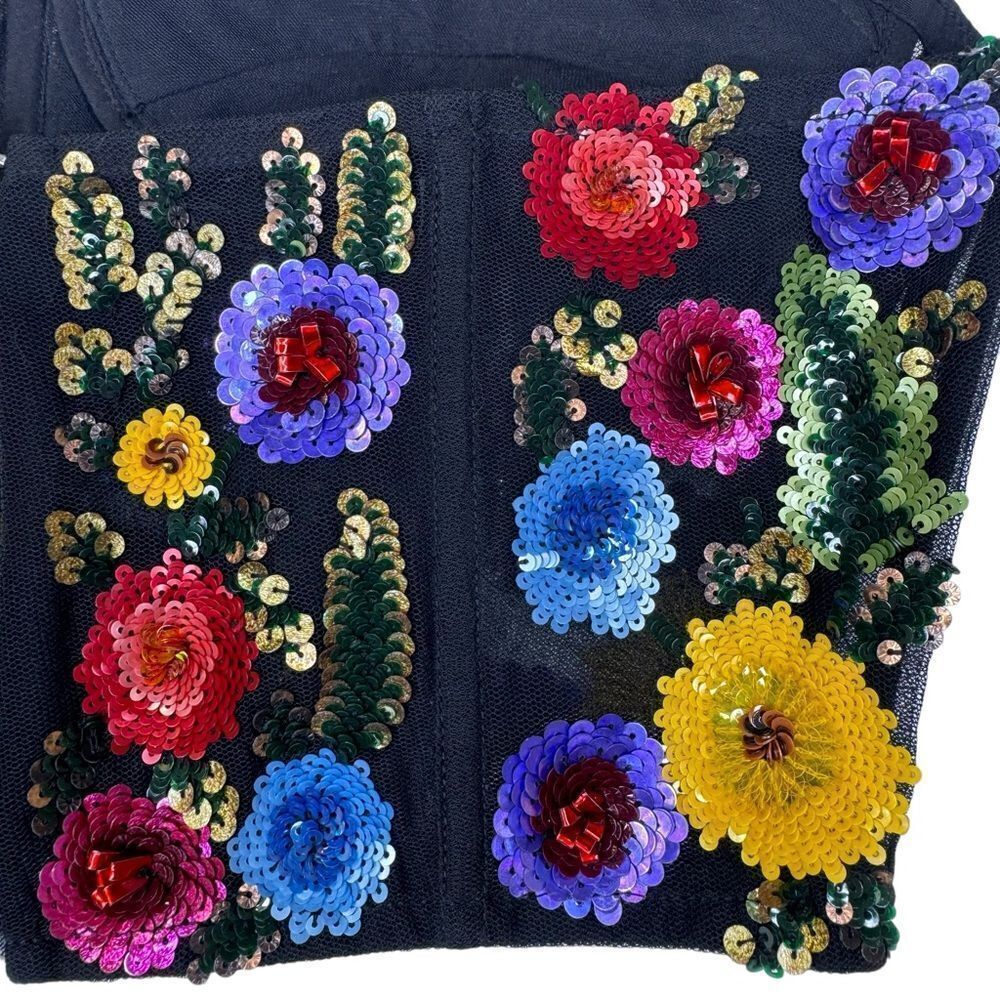 NEW La Fuori Aleah Embroidered Floral Sequin Corset Size Small - Picture 8 of 12